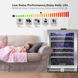 BODEGAcooler 24" 56 Bottles Dual Zone Compressor Wine Cooler with Wood Shelves
