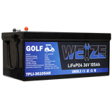 WEIZE 48V(51.2V) 105AH LiFePO4 Golf Cart Battery, 5376Wh Bluetooth Lithium Battery, 8000+ Cycles with 200A BMS, 10 Years Warranty - BAC-0117