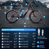FREESKY Alaska M-520 Pro 1000 w Mountain Ebike 4 Fat Tire Electric Fat Tire Mountain eBike - FREES|MOUNT|BLACK|0104
