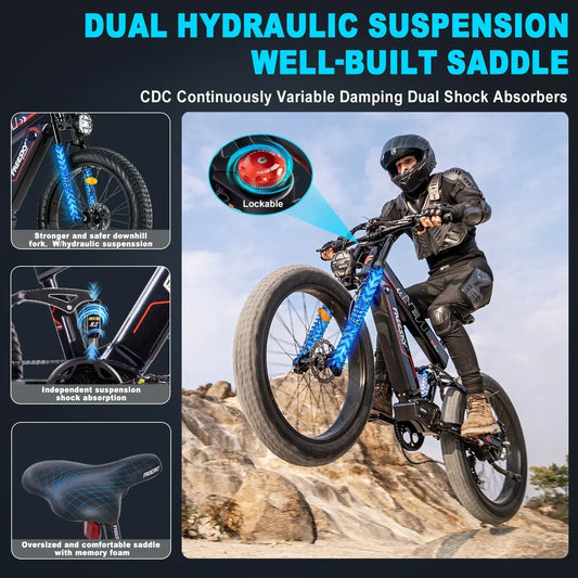 FREESKY Alaska M-520 Pro 1000 w Mountain Ebike 4 Fat Tire Electric Fat Tire Mountain eBike - FREES|MOUNT|BLACK|0104