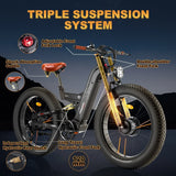 FREESKY Warrior M-530 1000 w Mountain Ebike 4 Fat Tire Electric Fat Tire Mountain eBike - FREES|MOUNT|BLACK|0107