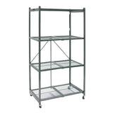 Origami 4 Tier Multipurpose Folding Storage Rack with Wheels, 4 Pack, Gray - 414443