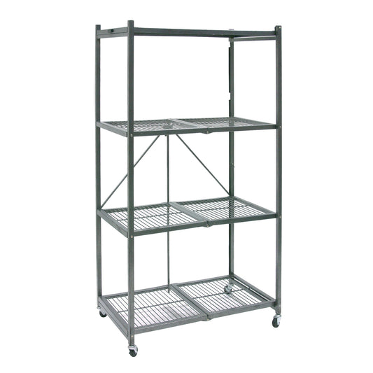 Origami 4 Tier Multipurpose Folding Storage Rack with Wheels, 3 Pack, Gray - 414442