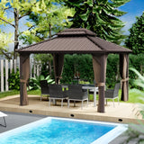 Kozyard Alexander 10' x 12' Hardtop Gazebo w/ Curtain & Netting - KZAHG1012