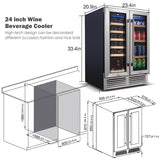 BODEGAcooler 24" Wine and Beverage Cooler Dual Zone 19 Bottles and 57 Cans