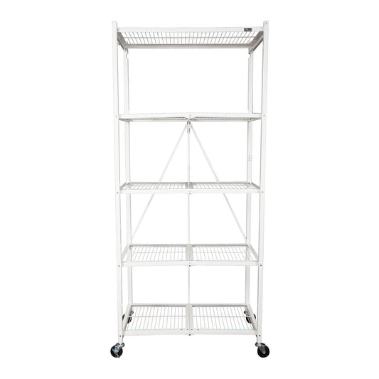 Origami 2 Pack Large Wheeled 5-Shelf Folding Steel Wire Shelving Rack, White - 415233