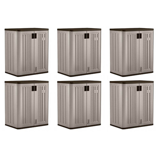 Suncast 9 Cu Ft Heavy Duty Resin Garage Base Storage Cabinet, Platinum (4 Pack) - 120273