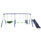 XDP Recreation All Star Playground Outdoor Swing Set, Rider, Super Disc & Slide - 125405