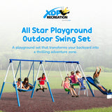 XDP Recreation All Star Playground Outdoor Swing Set, Rider, Super Disc & Slide - 125405