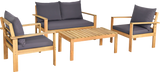 Costway Patio Furniture Set 4 Pieces Acacia Wood with Water Resistant Cushions New - HW69256GR+