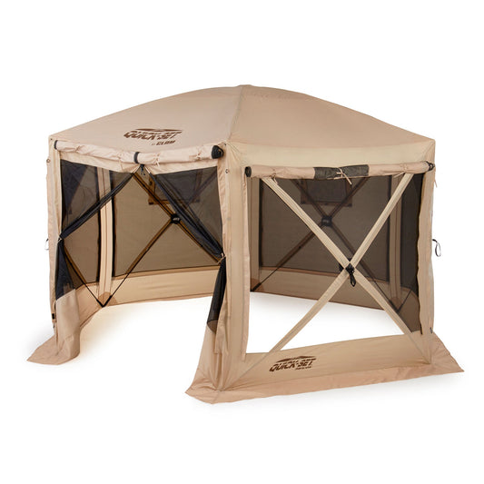 CLAM Quick-Set Pavilion 12.5 x 12.5 Foot Portable Outdoor Canopy Shelter, Tan - 136085