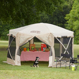 CLAM Quick-Set Pavilion 12.5 x 12.5 Foot Portable Outdoor Canopy Shelter, Tan - 136085
