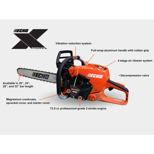 Echo Professional Chain Saw - 73.5 CC - 5.5 HP* - CS-7310PW-PowerHead Only