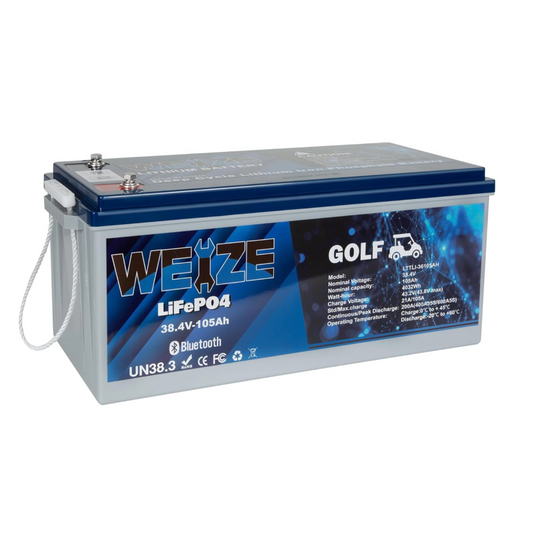 WEIZE 36V 105AH LiFePO4 Bluetooth Battery, 200A BMS, Deep Cycle – BAC-0125VWEI