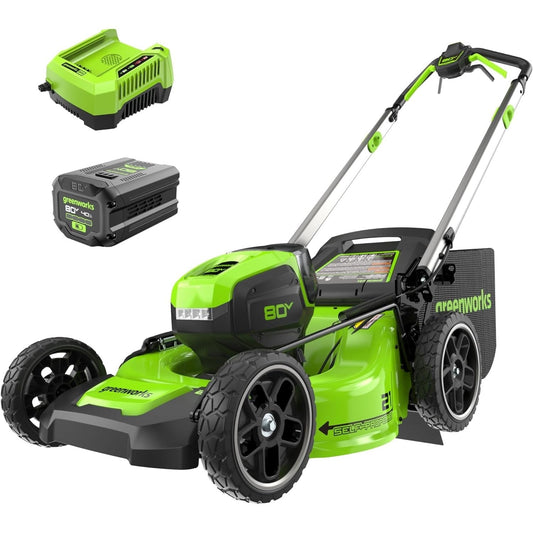 Greenworks 80V 21" Cordless Battery 4-in-1 Self-Propelled Lawn Mower w/ 4.0Ah Battery & Charger - 2550402