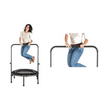 JumpSport 350 Indoor 39-Inch Mini Trampoline and Handle Bar Accessory, Black - 250101