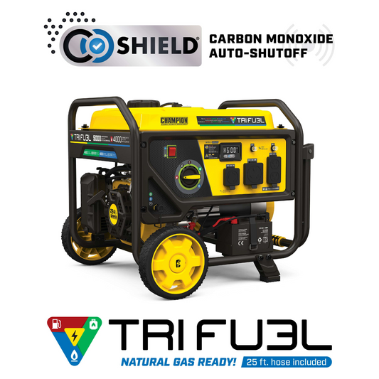 Champion&nbsp; 4000W/5000W Generator Tri-Fuel Gas Propane Natural Gas CO Shield Electric Start New - 201223