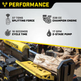 Champion -37-Ton Log Splitter Horizontal/Vertical Full Beam Gas with Auto Return New - 201314