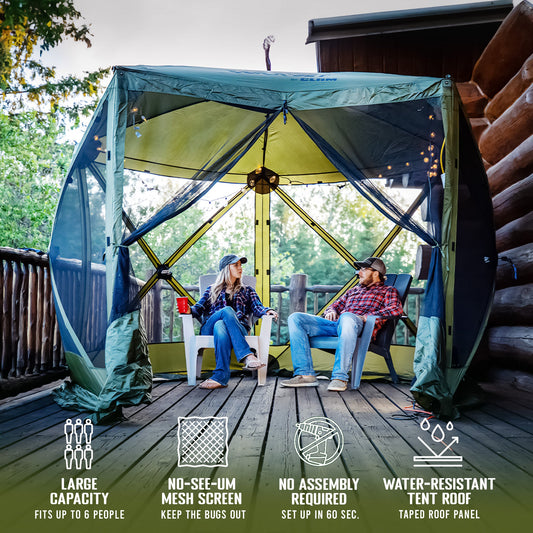 CLAM Quick Set Venture 9x9 Foot Canopy + Clam Quick Set Screen, Green (2 Pack) - 399154