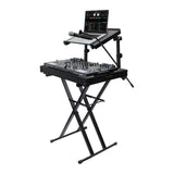 Odyssey Case 2 Tier DJ X Stand Combo Pack with Mic Boom & Top Shelf, Black - 404219
