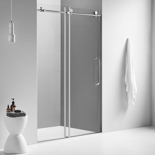 Serene Valley 60 x 66 Inch Square Rail Frameless Sliding Shower Door, Chrome - 280489