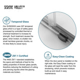 Serene Valley 60 x 66 Inch Square Rail Frameless Sliding Shower Door, Chrome - 280489