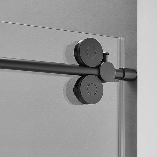 Serene Valley 56 x 74 Inch Big Roller Frameless Sliding Shower Door, Matte Black - 280494