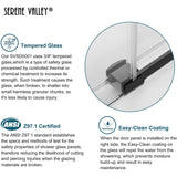 Serene Valley 56 x 74 Inch Big Roller Frameless Sliding Shower Door, Matte Black - 280494