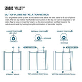 Serene Valley 60 x 74 Inch Big Roller Frameless Sliding Shower Door, Matte Black - 280495
