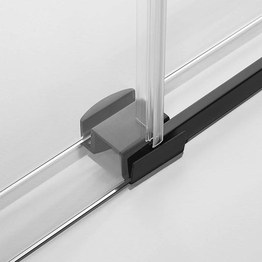 Serene Valley 52 x 74 Inch Big Roller Frameless Sliding Shower Door, Matte Black - 280497