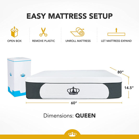 Dynasty Mattress 14.5 Inch CoolBreeze Gel Memory Plush Queen Size Foam Mattress Bed - 289691