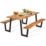 Costway Patented 70 Inch Dining Table Set with Seats and Umbrella Hole - 64231589