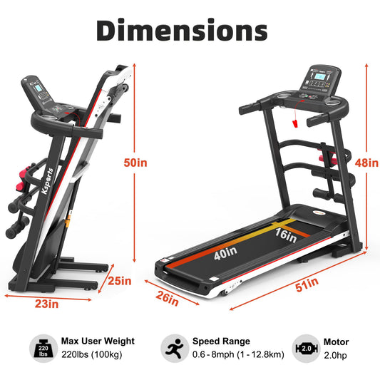 Ksports 16 Inch Wide Home Treadmill w/Bluetooth & Fitness Tracking App(Open Box) - 314587