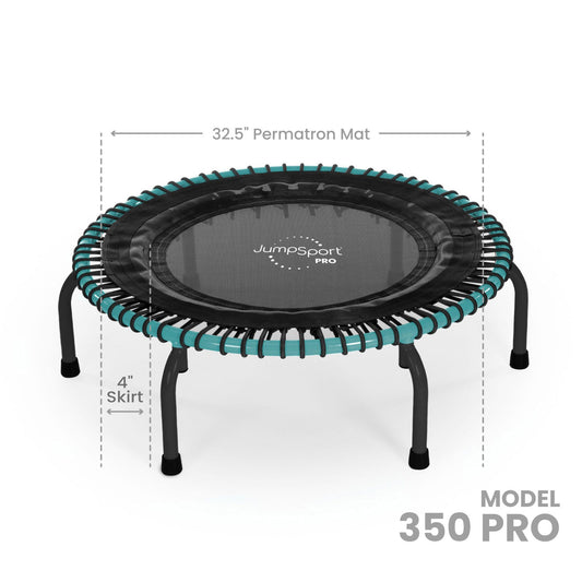 JumpSport 350 Pro Fitness 39 Inch Cardio Workout Indoor Trampoline, Teal/Black - 318126