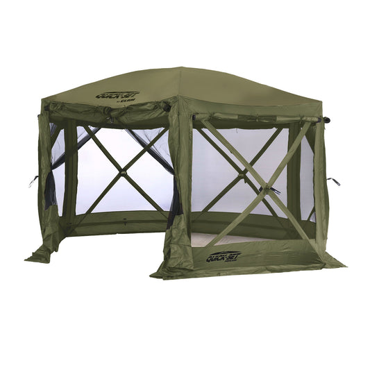 Clam Quick-Set Pavilion 12.5 x 12.5 Foot Portable Outdoor Canopy Shelter, Green - 320777