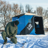 CLAM X-400 Portable 8 Ft 4 Person Pop Up Ice Fishing Thermal Hub Shelter Tent - 320778