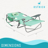 Ostrich On Your Back Folding Reclining Outdoor Camping Lawn Chair, Teal (4 Pack) - 323212