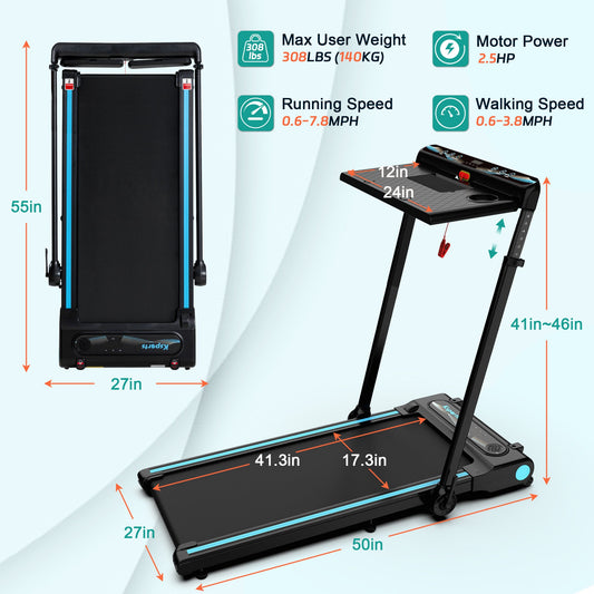 Ksports 3 in 1 Pro Electric Treadmill Cardio Strength Training Workout Set, Navy - 387773