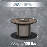 Four Seasons Courtyard Edison Park 54 Inch LP Gas Fire Pit Table, Gray Finish - 395505