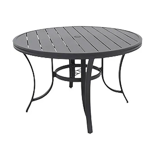 Four Seasons Courtyard Palermo Slat Top Dining Table with Umbrella Hole, Gray - 396082