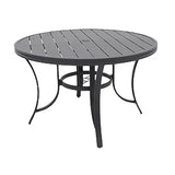 Four Seasons Courtyard Palermo Slat Top Dining Table with Umbrella Hole, Gray - 396082