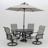 Four Seasons Courtyard Palermo Slat Top Dining Table with Umbrella Hole, Gray - 396082