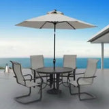 Four Seasons Courtyard Palermo Slat Top Dining Table with Umbrella Hole, Gray - 396082