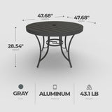 Four Seasons Courtyard Palermo Slat Top Dining Table with Umbrella Hole, Gray - 396082
