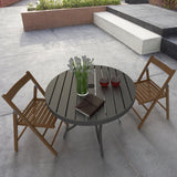 Four Seasons Courtyard Palermo Slat Top Dining Table with Umbrella Hole, Gray - 396082
