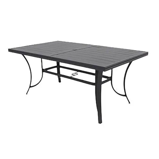 Four Seasons Courtyard Palermo Slat Top Table with Frame and Umbrella Hole, Gray - 396083