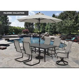 Four Seasons Courtyard Palermo Slat Top Table with Frame and Umbrella Hole, Gray - 396083