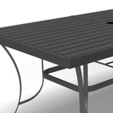Four Seasons Courtyard Palermo Slat Top Table with Frame and Umbrella Hole, Gray - 396083