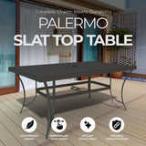 Four Seasons Courtyard Palermo Slat Top Table with Frame and Umbrella Hole, Gray - 396083