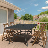 Four Seasons Courtyard Palermo Slat Top Table with Frame and Umbrella Hole, Gray - 396083